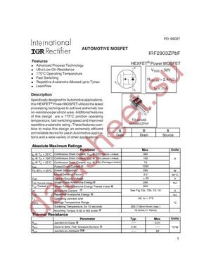 IRF2903ZPBF datasheet  